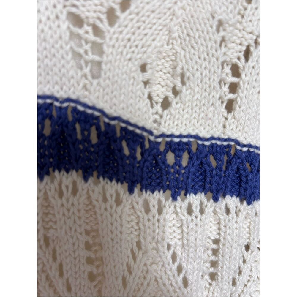 Cream Airy Open-Knit Lightweight Sweater Coastal Cottagecore Beachy Medium - Picture 5 of 15